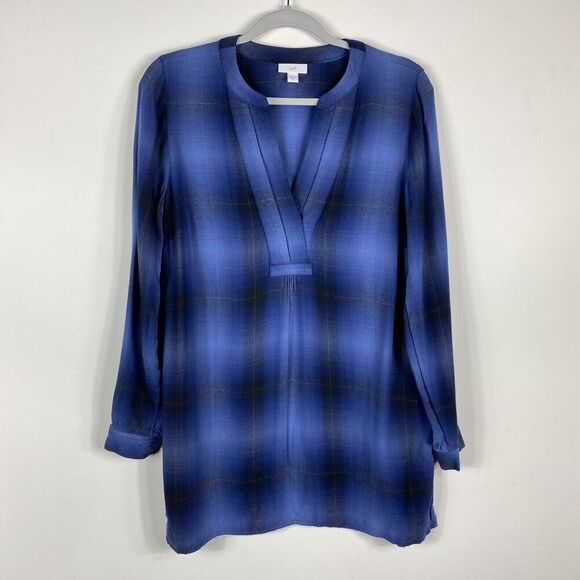 J. Jill Tops - J. Jill Size XS Plaid Ombre Long Sleeve Tunic Top Blue Casual Soft